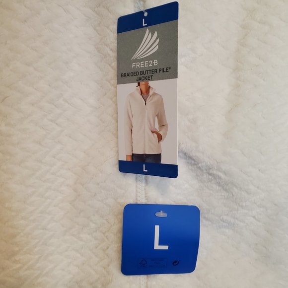 Free2B Women's Large White Braided Butter Pile Jacket. - Picture 3 of 5